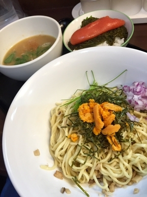 「【70食限定】松茸油和えウニボシつけ麺明太ご飯付￥1200」@ラーメン愉悦処 似星の写真