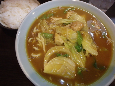 「カレーラーメン(並)(750円)、ライス小(100円)」@横浜ラーメン 増田家 西船橋店の写真