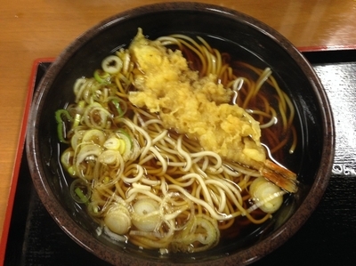 「かけそば＋海老天　（320円、クーポン券利用）」@ゆで太郎 九段南店の写真