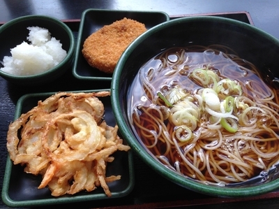 「朝そば（おろし）＋コロッケ　（330円＋無料クーポン）」@ゆで太郎 神田橋店の写真