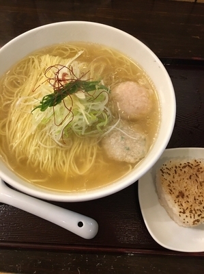 「あら炊き塩らあめんへしこ焼きおにぎり付き980円(大盛り無料)」@麺屋 海神の写真