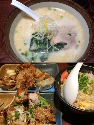 「半チャーハンセット(熟成塩)+油淋鶏+餃子唐揚げ」@俺流塩らーめん 神宮前店の写真