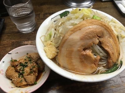 「雷そばライト＋ホルモン」@雷 北松戸本店の写真