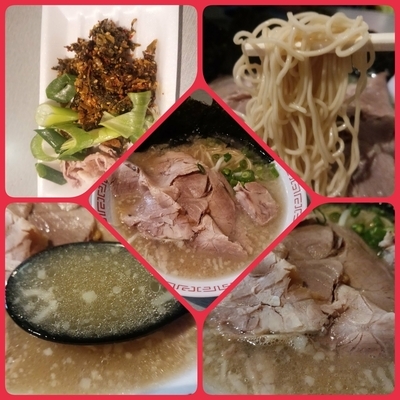 「屋台ラーメン（カタメ・ニンニク）＋辛子高菜」@麺屋3200の写真