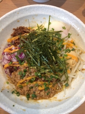 「みそまぜそば750円（麺少なめ）ジャンク大好き150円」@麺小屋 てちの写真