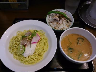 「【限定】メジナの洗い和えつけ麺・変わり飯付」@ラーメン愉悦処 似星の写真