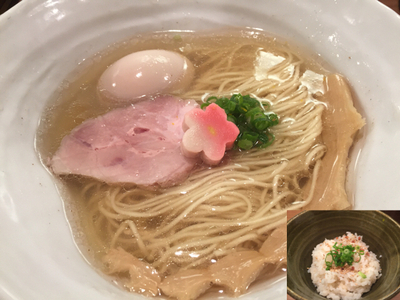 「味玉鯛塩そば900円、小鯛めし150円」@鯛塩そば 灯花 本店の写真