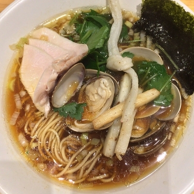 「鶏・煮干・蛤のトリプルSOBA￥980円」@Ginza Noodles むぎとオリーブの写真