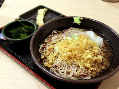 「朝そば・おろし(330円)＋海老天(クーポン)」@ゆで太郎 小岩北口店の写真