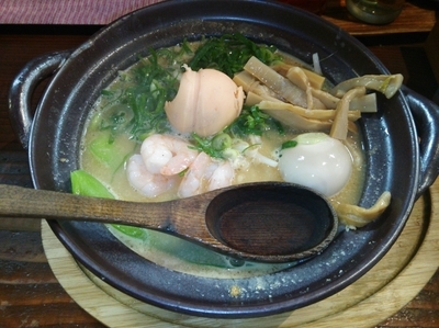 「土鍋えび味噌麺」@たけさんの写真
