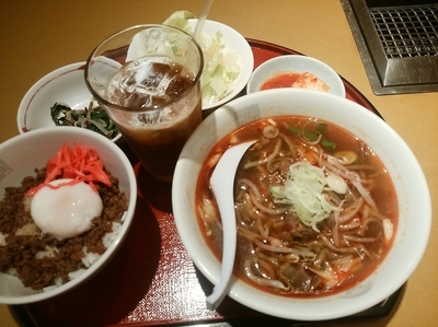 「日替ランチ(ジャンラーメン・温玉そぼろ丼・ナムル)670円」@朝鮮飯店 高崎東口店の写真