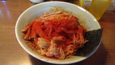 「汁なし、カラフト（辛）麺２玉」@麺通の写真