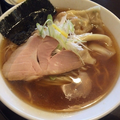 「朝らぁめんBセット700円日本酒380円」@煮干し中華 八の写真