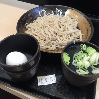 「もり(¥320)+生玉子(クーポン)」@ゆで太郎 厚木岡田店の写真