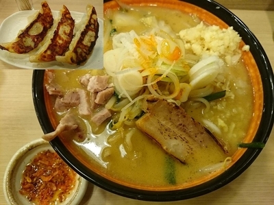 「【夜限定】味噌ラーメン￥850＋特大餃子（3個）￥350」@麺屋零式の写真