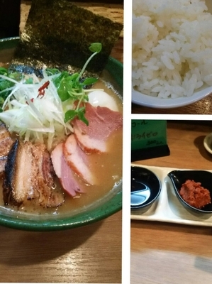 「極白湯みそSOBA＋大盛り（クーポン）＋ライス」@麺家 Shumen Doushiの写真