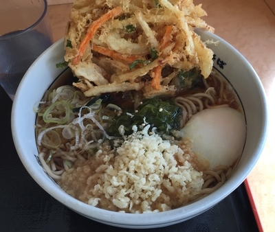 「めかぶそば＋かき揚げ（￥430＋無料クーポン）」@名代 箱根そば 大和店の写真