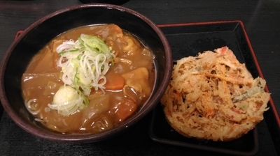 「カレーそば＋かき揚げ　（410円＋クーポン）」@ゆで太郎 麹町3丁目店の写真