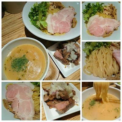 「鶏つけソバ＋切り落し炙りチャーシュー」@NOODLE STOCK 鶴おかの写真