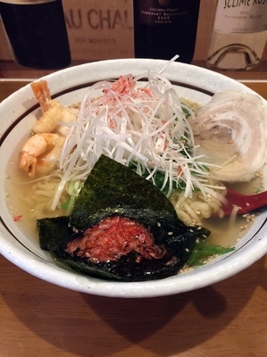 「エビ塩らーめん（オマールソース付）１０５０円」@麺処 湧光の写真