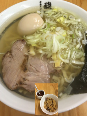 「中華そば600円＋味玉100円＋肉めし（オープンサービス）」@中華そば 馥の写真