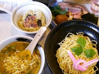 「狼煙8周年記念コラボ　広島産牡蠣のみぞれ塩つけ麺、ミニ塩辛丼」@麺屋 扇 SENの写真