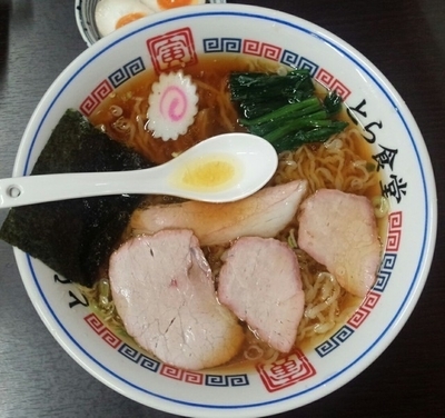 「手打中華そば680円の大盛180円増」@とら食堂の写真