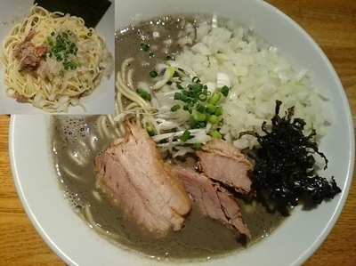 「極濃厚煮干そば￥750＋玉ねぎ￥50＋混ぜ玉￥120」@中村屋総本山の写真