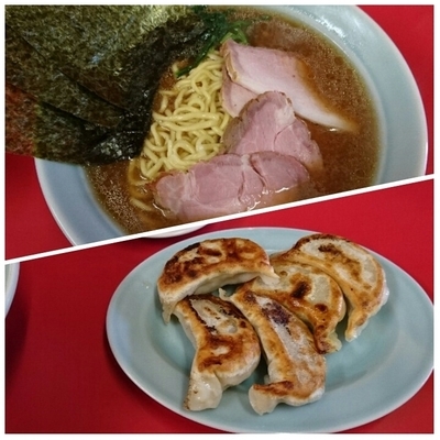 「中盛りチャーシュー(固め濃いめ少なめ)+餃子」@豚骨ラーメン 長谷川家の写真