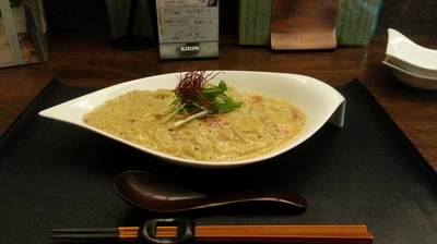 「お蕎麦屋さんのカルボナーラ」@sobaみのりの写真