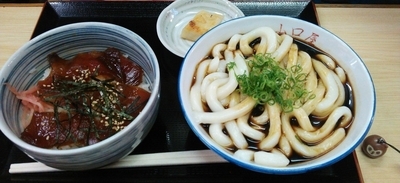 「伊勢うどん+てごねずし+さめのたれ」@名代 伊勢うどん 山口屋の写真