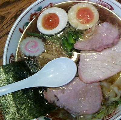 「ワンタンメン味玉入り」@白河手打中華 賀乃屋の写真