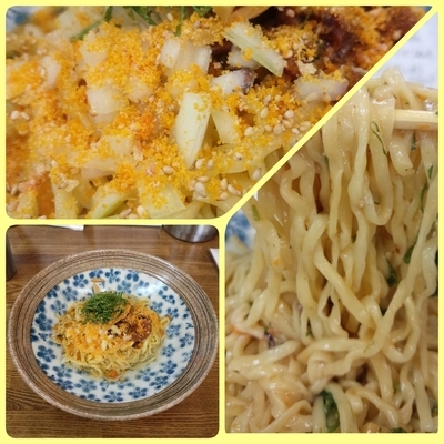 「【限定】烏賊ワタオイルと自家製カラスミがけHENTAI和え麺」@㐂九家の写真