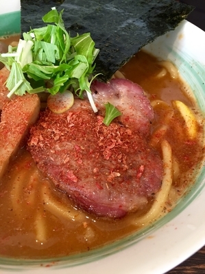 「☆海老辛らぁめん☆」@自家製麺 麺屋 利八の写真