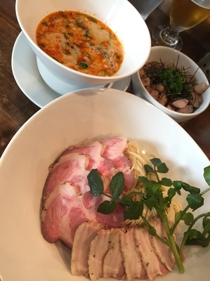 「坦坦つけ麺￥880＋ﾁｬｰｼｭｰ￥250＋その他イロイロ」@創作麺工房 鳴龍の写真