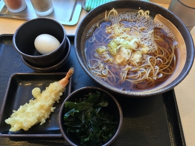 「朝そば・玉子＋海老天（￥330＋無料クーポン）」@ゆで太郎 大和下鶴間店の写真