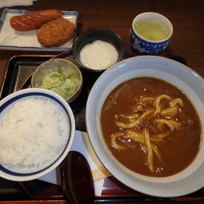 「カレーうどんセット(520円)他」@氷見うどん 美濃屋 広小路店の写真