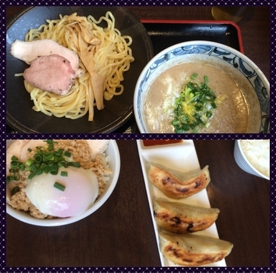 「鶏搾りつけそば&鶏めしセット・餃子セット」@麺道 麒麟児の写真