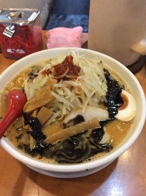 「濃厚味噌麺（大盛・黒）」@つけ麺中華そば 節 本八幡店の写真