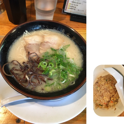 「博多ラーメン600円+半チャーハン200円」@博多ラーメン 清水屋の写真