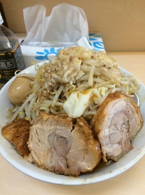 「ラーメン+半熟煮卵(アブラ、カラメ)」@自家製ラーメン 大者の写真