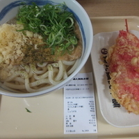 きつねうどん大盛半額230円＆紅生姜天90円