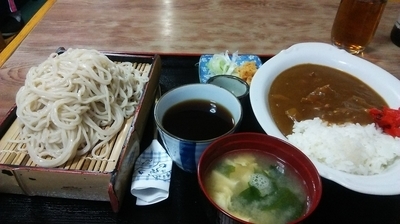 「ミニカレーライス 350円 ＋ もりそば 450円」@辰巳庵の写真