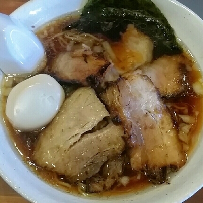 「【限定】竹岡式ラーメン（チャーシュー５枚入り）８００円＋味玉」@らーめん・つけめん 八角の写真