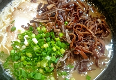 「らーめん＋替え玉（無料）＋キクラゲ」@九州とんこつらーめん ひらさわの写真