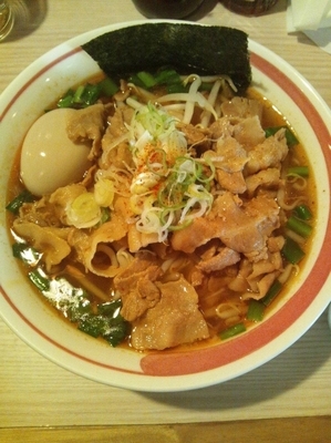 「肉そば　デラ辛（味玉トッピング）」@肉そば なおじの写真