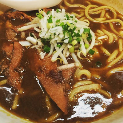 「カレーラーメン極太麺¥750+ ライス¥100」@麺八の写真