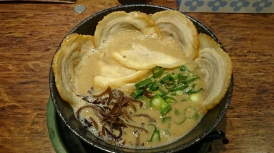 「老醤油とんこつ＋チャーシュー増し」@博多とんこつ 天神旗の写真