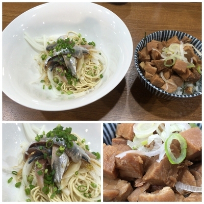 「いわしそば 390円　＋　肉めし 290円」@寿製麺よしかわ 川越店の写真