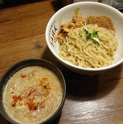 「【限定】豚もつ味噌つけめん＋とろ～り味玉」@江戸前煮干し中華そば きみはん 総本店の写真